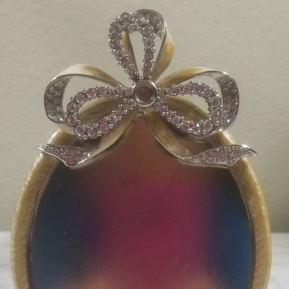 RARE JAY STRONGWATER PAVE SCROLL CRYSTAL VICTORIAN BOW RIBBON ENAMEL OVAL FRAME